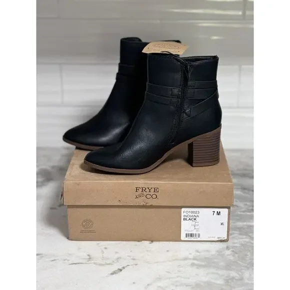 Frye Women’s Black Ankle Boots Size 7 M Indiana Black - Picture 7 of 11